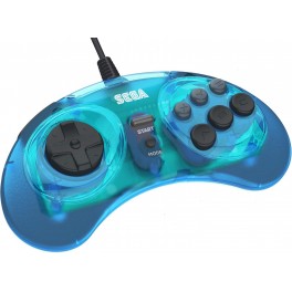 Manette Filaire Retro-bit Sega Genesis Mega Drive 8 Button Arcade USB Pad Bleu transparent